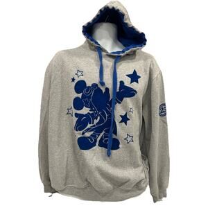 Disneyland Paris Hoodie Sz XL 25th Anniversary Velvet Mickey Grey/Blue